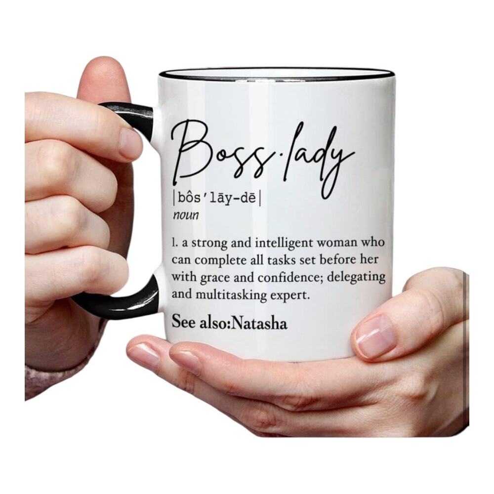 Gifts for your Boss Lady Mug White Ceramic coffee cup strong & intelligent woman